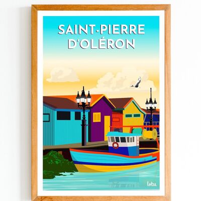 Póster Saint-Pierre d'Oléron, Oléron - Charente Marítimo | Póster minimalista vintage | Póster de viaje | Póster de viaje | Decoración de interiores
