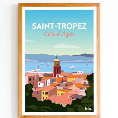 Poster Saint-Tropez - Jet Set - Costa Azzurra | Poster vintage minimalista | Poster di viaggio | Poster di viaggio | Decorazione d'interni