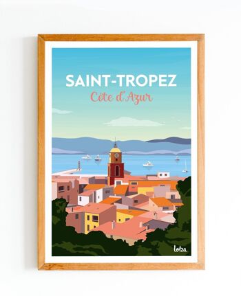 Affiche Saint-Tropez - Jet Set - Côte d'Azur | Poster Vintage Minimaliste | Affiche de Voyage | Travel Poster | Déco intérieure 1