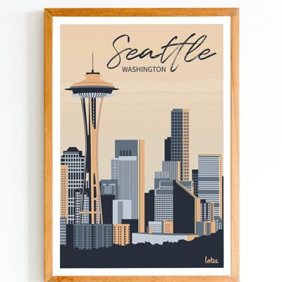 Poster Seattle, Washington - USA - Vereinigte Staaten | Vintage minimalistisches Poster | Reiseposter | Reiseposter | Innenausstattung