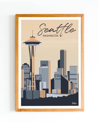 Affiche Seattle, Washington - USA - États-Unis | Poster Vintage Minimaliste | Affiche de Voyage | Travel Poster | Déco intérieure 1