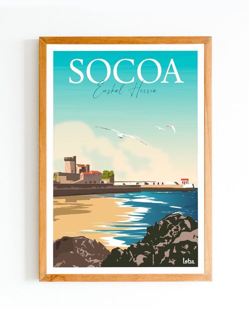 Affiche Socoa - Pays Basque | Poster Vintage Minimaliste | Affiche de Voyage | Travel Poster | Déco intérieure