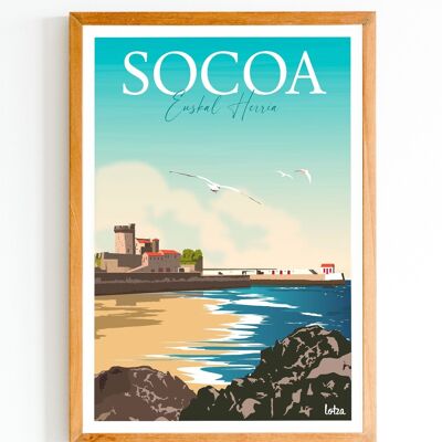 Póster Socoa - País Vasco | Póster minimalista vintage | Póster de viaje | Póster de viaje | Decoración de interiores