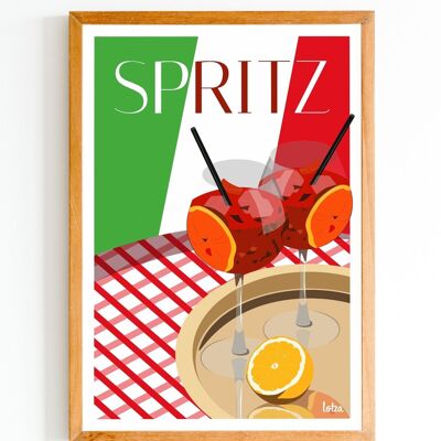 Póster Spritz - Cóctel italiano | Póster minimalista vintage | Póster de viaje | Póster de viaje | Decoración de interiores