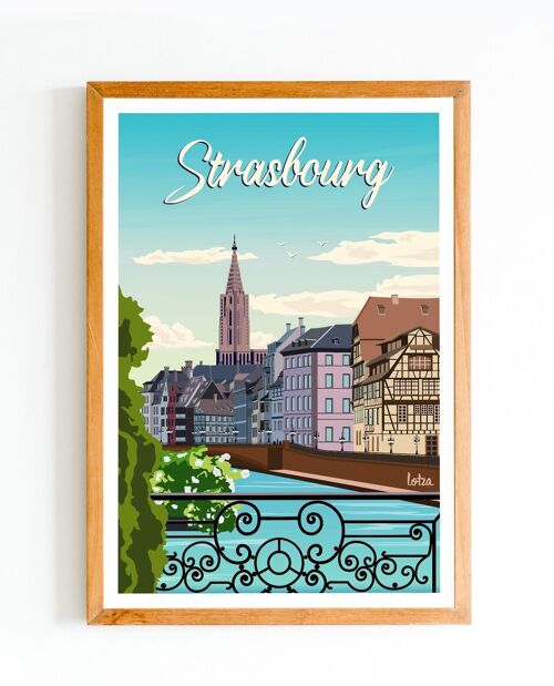 Affiche Strasbourg - Alsace | Poster Vintage Minimaliste | Affiche de Voyage | Travel Poster | Déco intérieure
