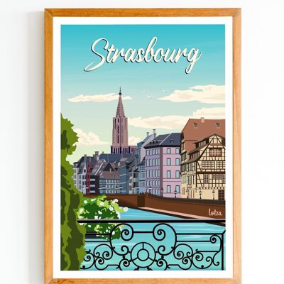 Póster Estrasburgo - Alsacia | Póster minimalista vintage | Póster de viaje | Póster de viaje | Decoración de interiores
