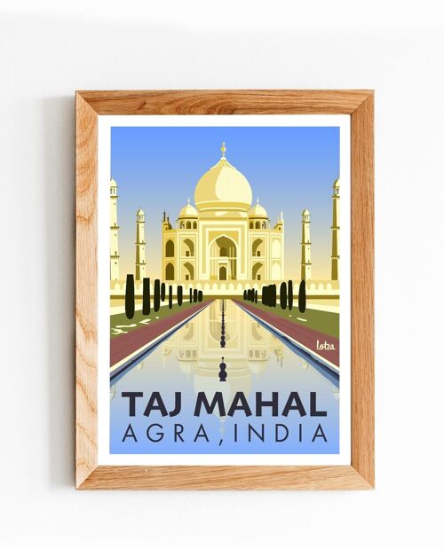 Affiche Taj Mahal, Agra, Inde | Poster Vintage Minimaliste | Affiche de Voyage | Travel Poster | Déco intérieure