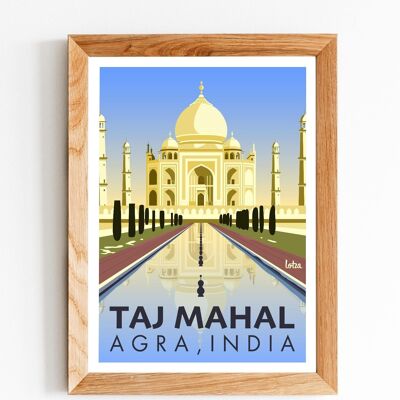 Póster Taj Mahal, Agra, India | Póster minimalista vintage | Póster de viaje | Póster de viaje | Decoración de interiores