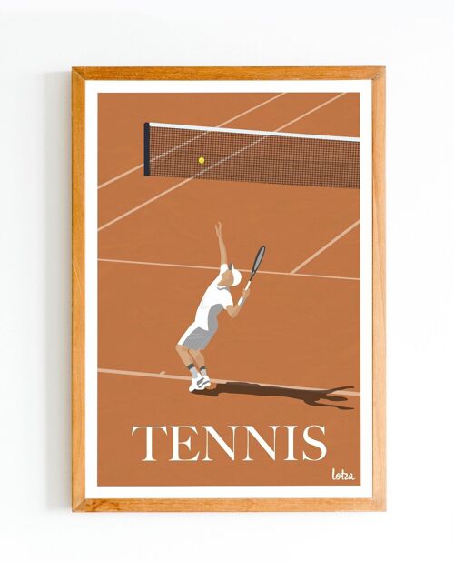 Affiche Tennis (version Roland Garros) - | Poster Vintage Minimaliste | Affiche de Voyage | Travel Poster | Déco intérieure