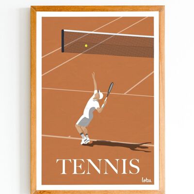 Affiche Tennis (version Roland Garros) - | Poster Vintage Minimaliste | Affiche de Voyage | Travel Poster | Déco intérieure