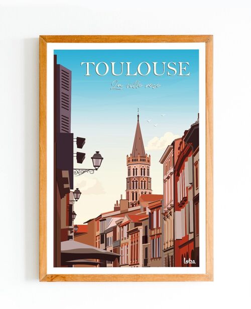 Affiche Toulouse | Poster Vintage Minimaliste | Affiche de Voyage | Travel Poster | Déco intérieure