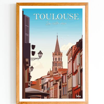 Póster de Tolosa | Póster minimalista vintage | Póster de viaje | Póster de viaje | Decoración de interiores