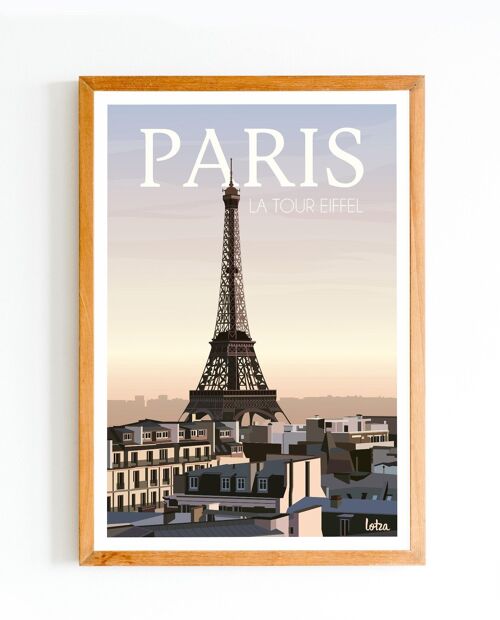 Affiche Tour Eiffel - Paris | Poster Vintage Minimaliste | Affiche de Voyage | Travel Poster | Déco intérieure