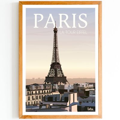 Póster Torre Eiffel - París | Póster minimalista vintage | Póster de viaje | Póster de viaje | Decoración de interiores