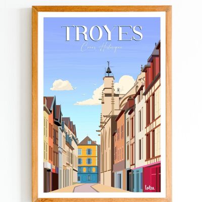 Póster Troyes | Póster minimalista vintage | Póster de viaje | Póster de viaje | Decoración de interiores