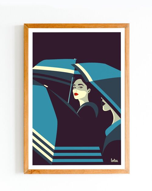 Affiche Umbrella - Femme | Poster Vintage Minimaliste | Affiche de Voyage | Travel Poster | Déco intérieure