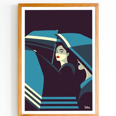 Regenschirmplakat - Frau | Vintage minimalistisches Poster | Reiseposter | Reiseposter | Innenausstattung
