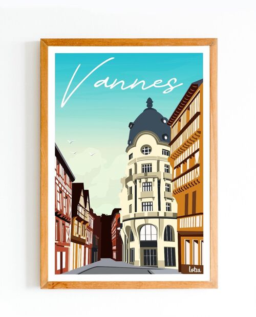 Affiche Vannes - Bretagne | Poster Vintage Minimaliste | Affiche de Voyage | Travel Poster | Déco intérieure