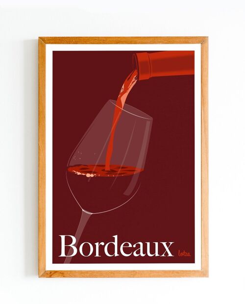 Affiche Verre de Bordeaux - Verre de Vin | Poster Vintage Minimaliste | Affiche de Voyage | Travel Poster | Déco intérieure