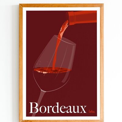 Glas Bordeaux Poster - Glas Wein | Vintage minimalistisches Poster | Reiseposter | Reiseposter | Innenausstattung
