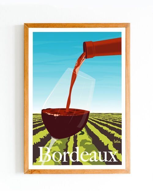 Affiche Vignes de Bordeaux - Vin | Poster Vintage Minimaliste | Affiche de Voyage | Travel Poster | Déco intérieure