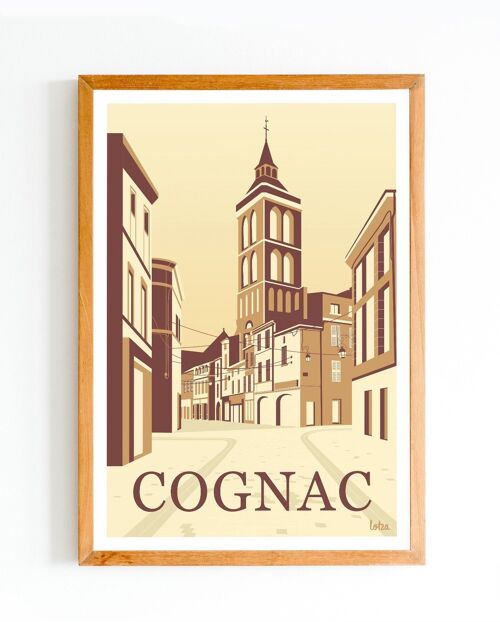 Affiche Ville de Cognac - Charente | Poster Vintage Minimaliste | Affiche de Voyage | Travel Poster | Déco intérieure