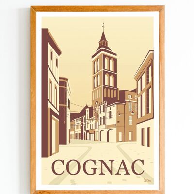 Poster Stadt Cognac - Charente | Vintage minimalistisches Poster | Reiseposter | Reiseposter | Innenausstattung