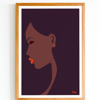 Porträtplakat - Schwarze Frau - Schwarze Frau - | Vintage minimalistisches Poster | Reiseposter | Reiseposter | Innenausstattung