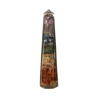 Torre dell'obelisco in orgonite, 14 cm, 7 chakra