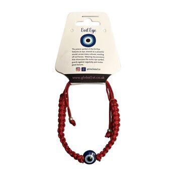 Bracelet Fil de Coton Style Ethnique Mauvais Œil, Rouge 1