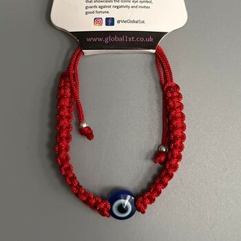 Bracelet Fil de Coton Style Ethnique Mauvais Œil, Rouge 3
