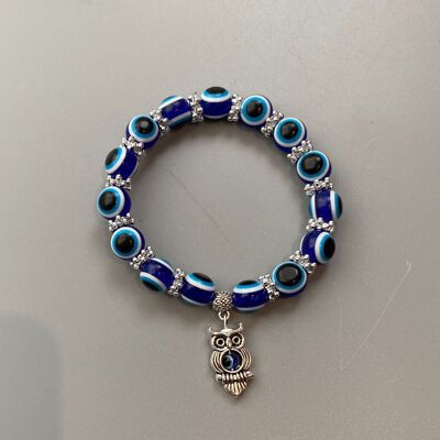 Pulsera elástica con cuentas Evil Eye, búho