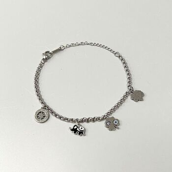 Bracelet Whispers Evil Eye en argent fin, Design #7 3