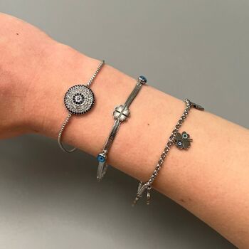 Bracelet Whispers Evil Eye en argent fin, Design #7 5