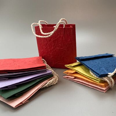 Assorted Coloured Mulberry Paper Gift Bag, Pack of 10, 10x9cm