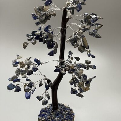 Arbre de pierres précieuses, 200 perles, 20 cm, Lapis Lazuli