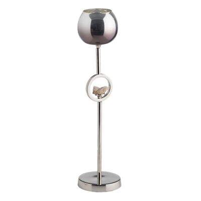 SILVER ALUMINUM-GLASS CANDLE HOLDER CT607695