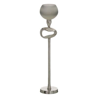 GREY-SILVER ALUMINUM-GLASS CANDLE HOLDER CT607706