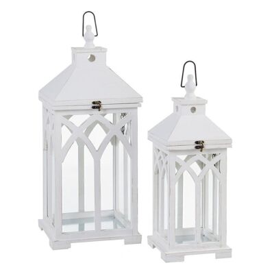 S/2 BOUGEOIR BLANC DECORATION LANTERNE CT604640