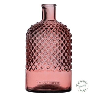 BOTELLA ROSA VIDRIO RECICLADO DECORACIÓN CT608139