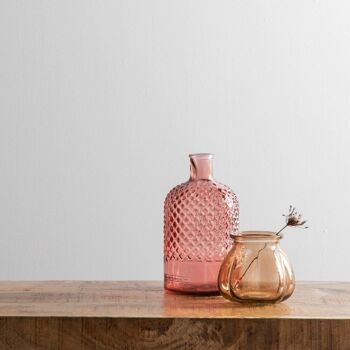 DÉCORATION FLACON VERRE RECYCLÉ ROSE CT608139 2