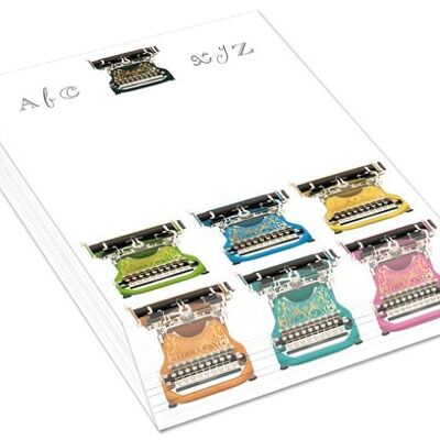 Bloc-Notes - DIN A6 - bord avant biseauté - design : machine à écrire (SKU : 5878)