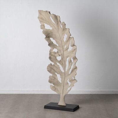 DÉCORATION SCULPTURE FEUILLE D'ALUMINIUM TAUPE CT607725