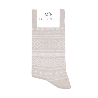 Jacquard-Socken aus gekämmter Baumwolle – Beige