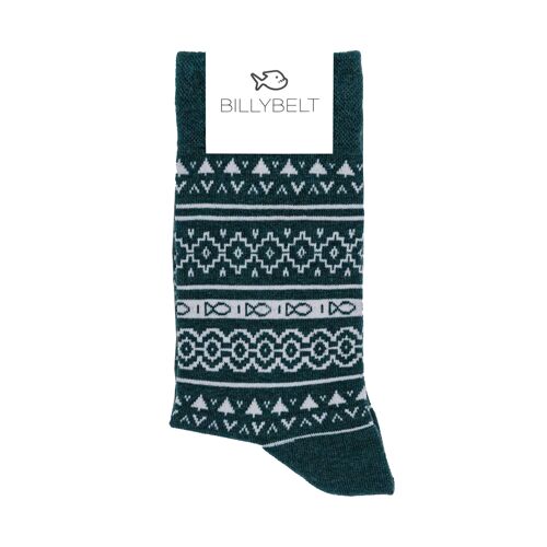 Chaussettes en coton peigné Jacquard - Vert