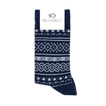 Chaussettes en coton Jacquard Bleu 1