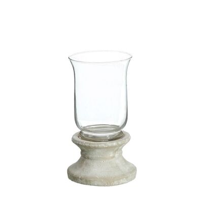GRAY CEMENT-GLASS CANDLE HOLDER CT91847