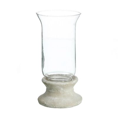 GRAY CEMENT-GLASS CANDLE HOLDER CT91848
