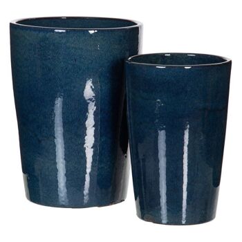 DECOR VASES CERAMIQUE BLEU S/2 CT603556 1