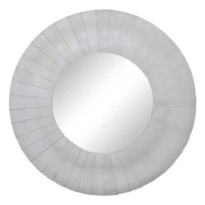 WALL MIRROR WHITE WOOD DECORATION CT607175